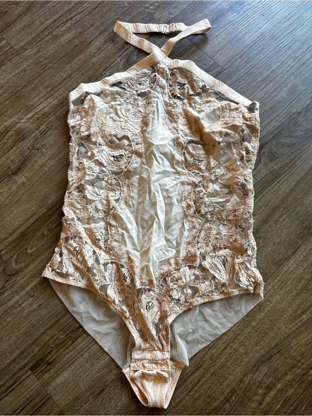 La Perla Lawinia Rose wireless halter bodysuit light peach size 42 US 6
